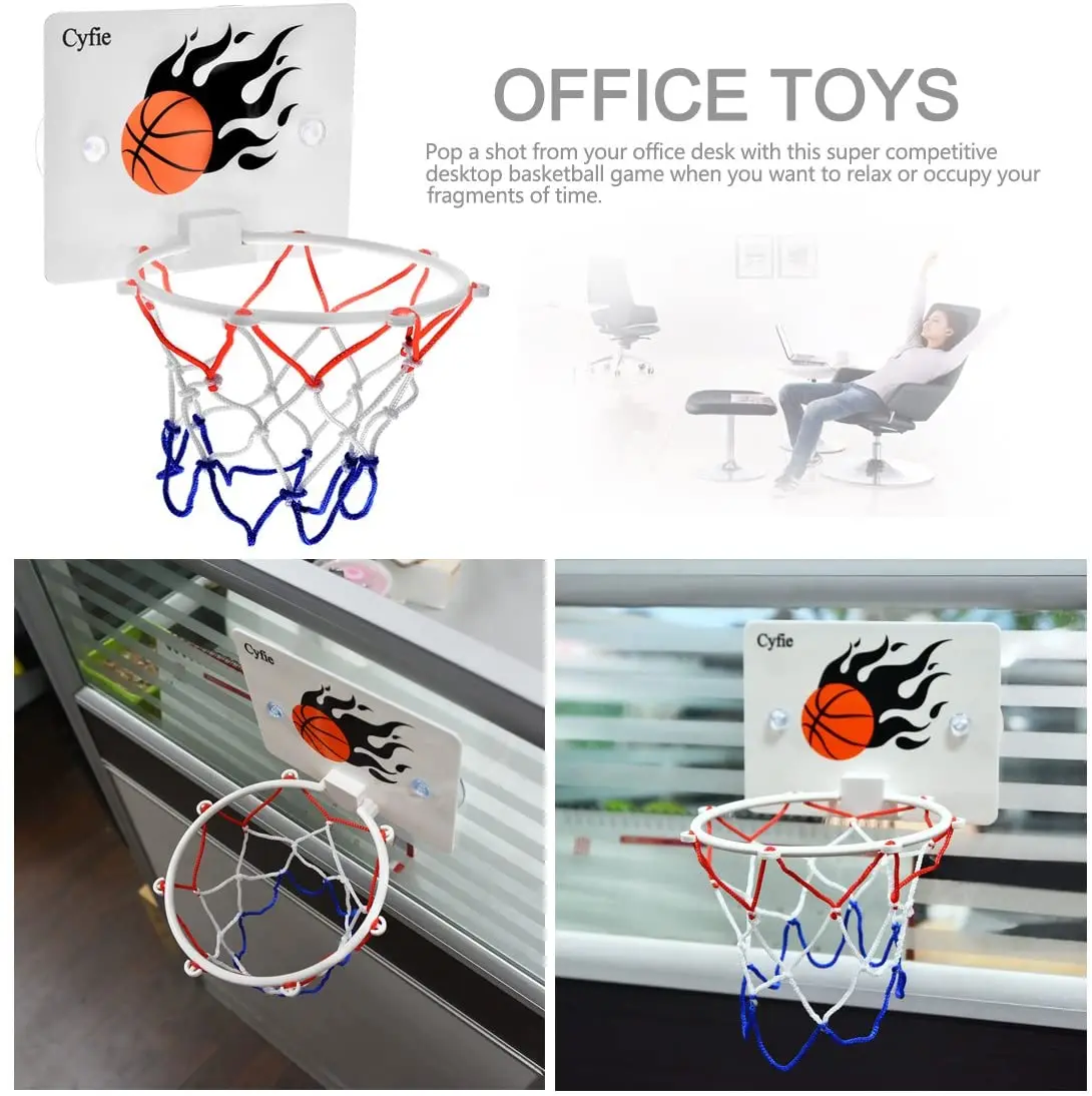 Suction Cup Basketball Hoop Toy Office Desk Game Bathroom Toilet Slam Dunk Gadget with Pump and 2 Balls for Toddler Kid Boy Girl