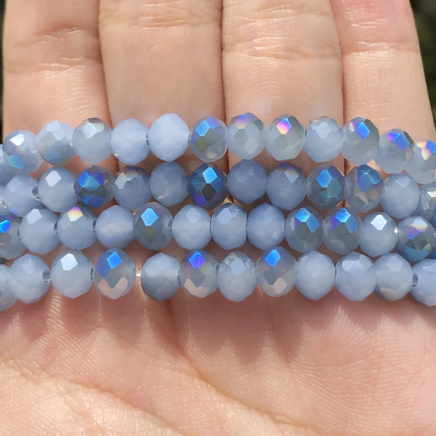 Gray Blue Faceted Austria Crystal Glass Beads 3 4 6 8mm Loose Rondelle Spacer Beads for Jewelry Making Diy Bracelet 15''inches