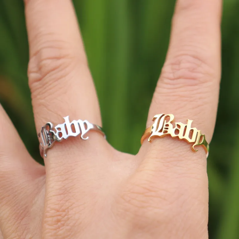 Anelli per bambini regolabili per ragazze gioielli in acciaio inossidabile vecchi anelli con lettere inglesi oro argento colore Bague Femme regalo