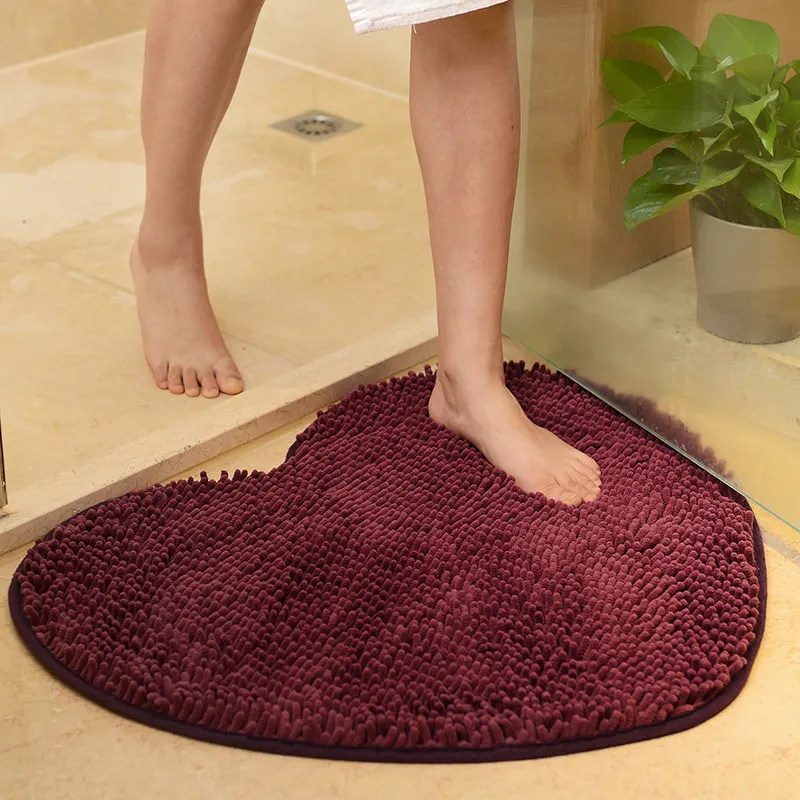 1pc home decor fluffy 50*60cm love heart shape non-slip bath mats bathroom carpet set 3 colors shower mat toilet bathroom rugs