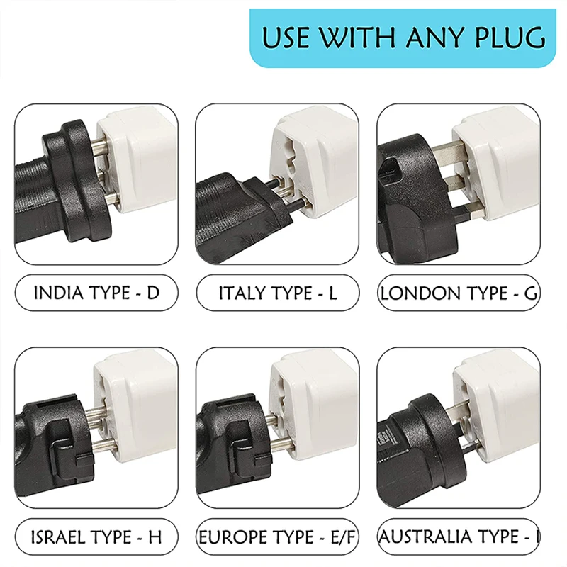 GMET India Travel Plug Adapter (Type D) for Pakistan, Nepal, Bangladesh - 3 Pack [Grounded & Universal] (GP-10-3PK)