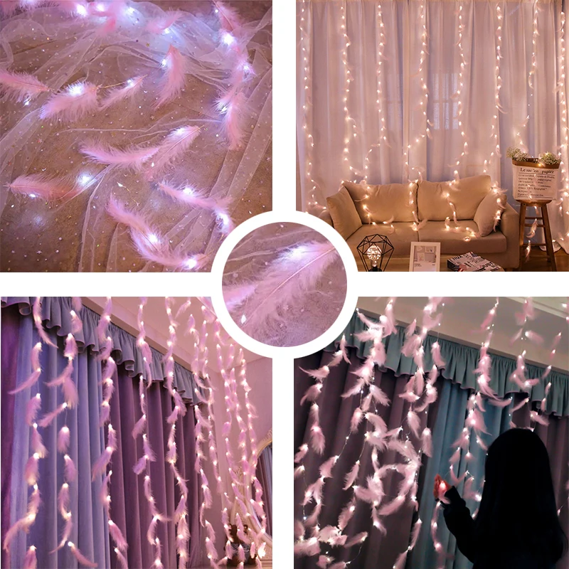 LED Garland String Light On Window Decoration String Fairy Curtain Garlands Strip Wedding Birthday Valentines day Party Lights