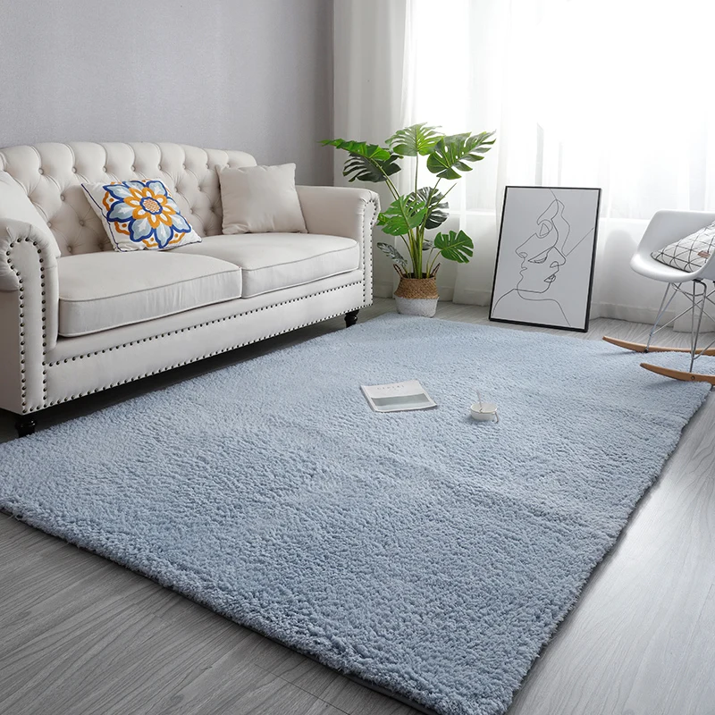 European Furry Living Room Center Carpet Kids Lounge Rug Bedroom Decoration Modern Fluffy Door Mat Gray Blue bathroom Floor Mat