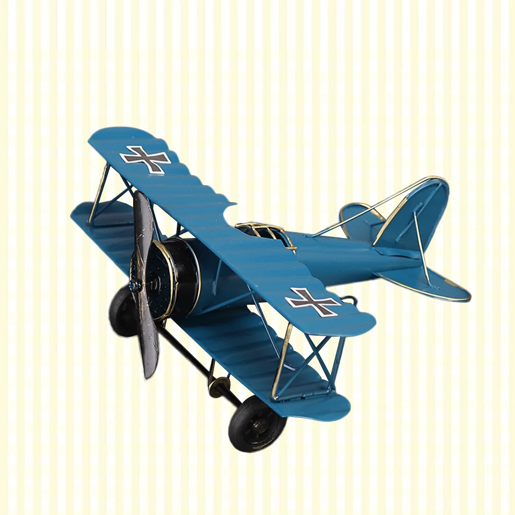 Vintage Iron Metal Plane Aircraft Models Handicraft for Photo Props Kids Home Decor Ornament Desktop Decoration(Red)