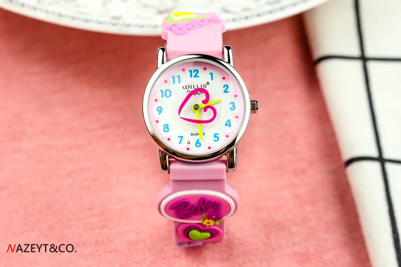 Nova moda meninas à prova dwaterproof água relógio de quartzo crianças bonito coração dial rosa silicone design do bebê relógio de pulso crianças adorável presente