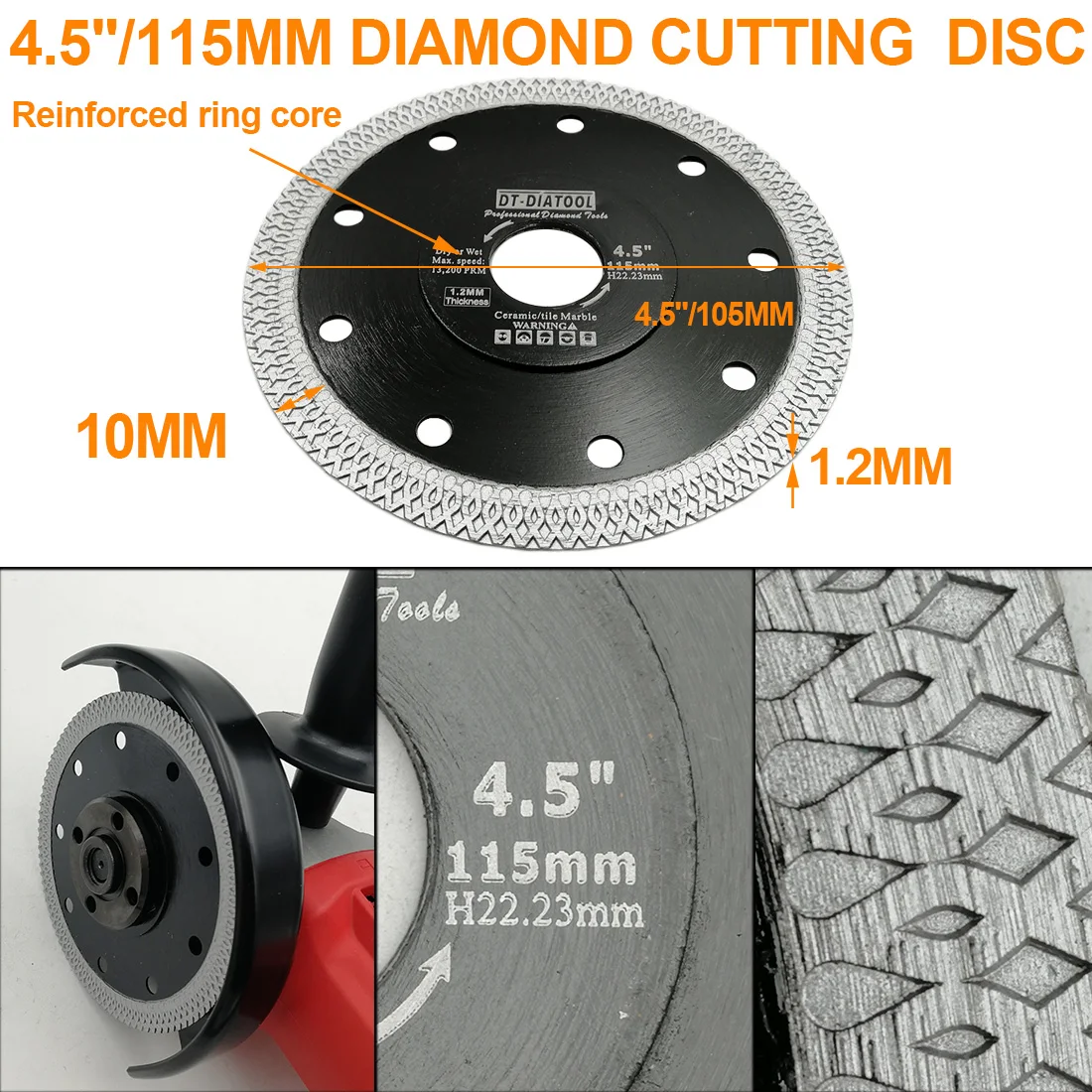 DT-DIATOOL 2шт/pk Dia 115 мм/4,5 "алмазный режущий диск X сетка турбо обод пильный диск фарфоровая керамическая плитка мраморный режущий круг