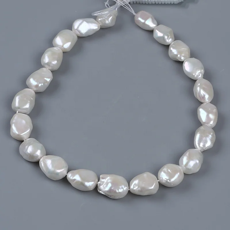 14*19mm Natural White Freshwater Diamond Shape Loose Pearls Strand For Jewelry Making