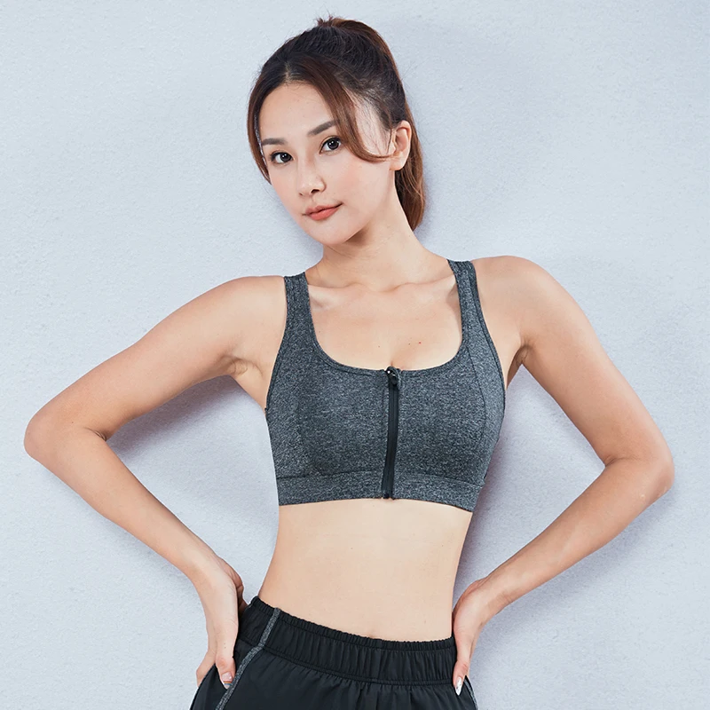 Bralette Bras For Women Yoga Bra with Padded Front Zipper Sport Brassiere Underwear Gym Fitness Push Up Shockproof Tops