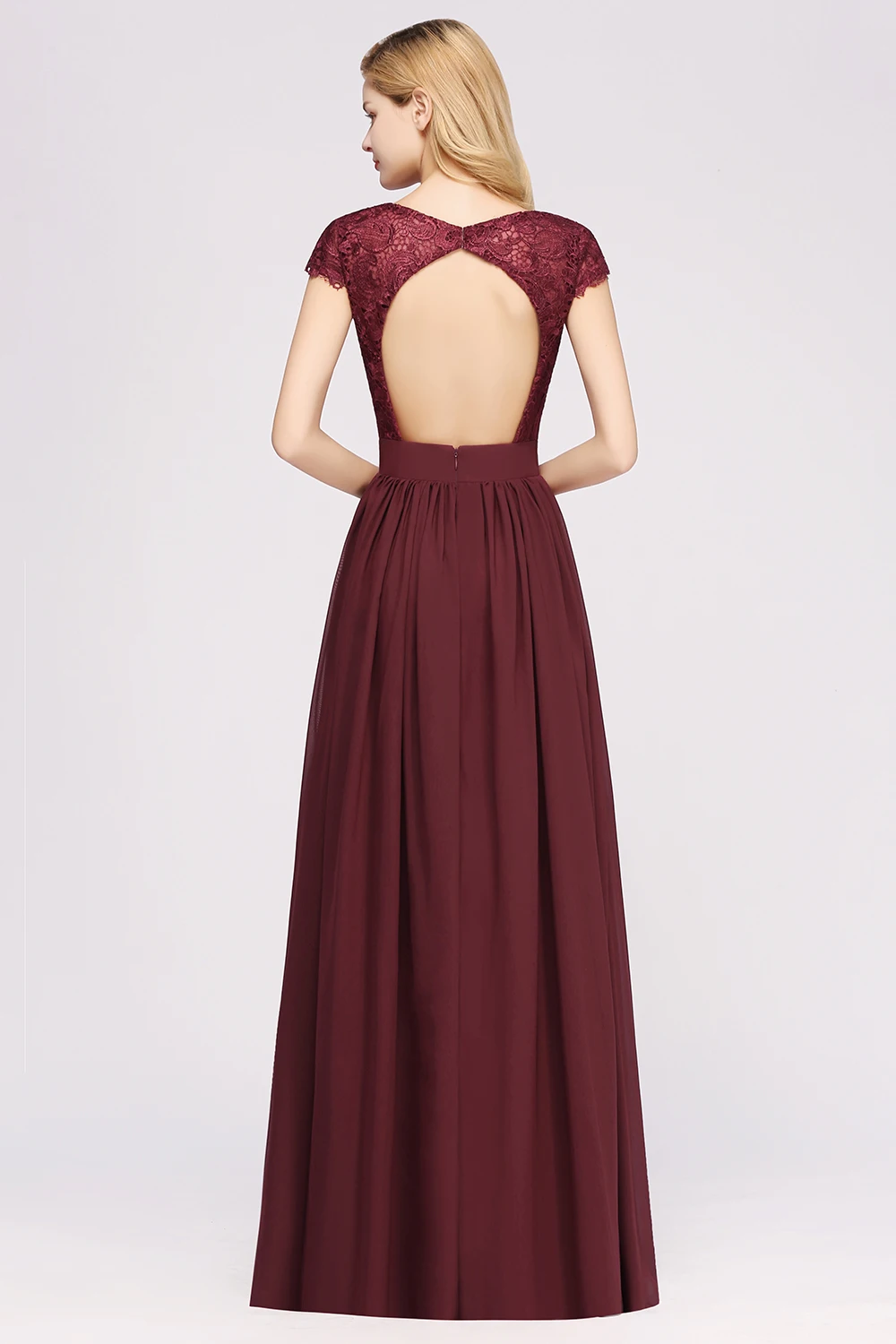 2020 Bridesmaid Dresses With Deep V-Neckline A-Line Hollow Lace Off-Shoulder Zipper Gowns Floor Length Wedding Party Vestido