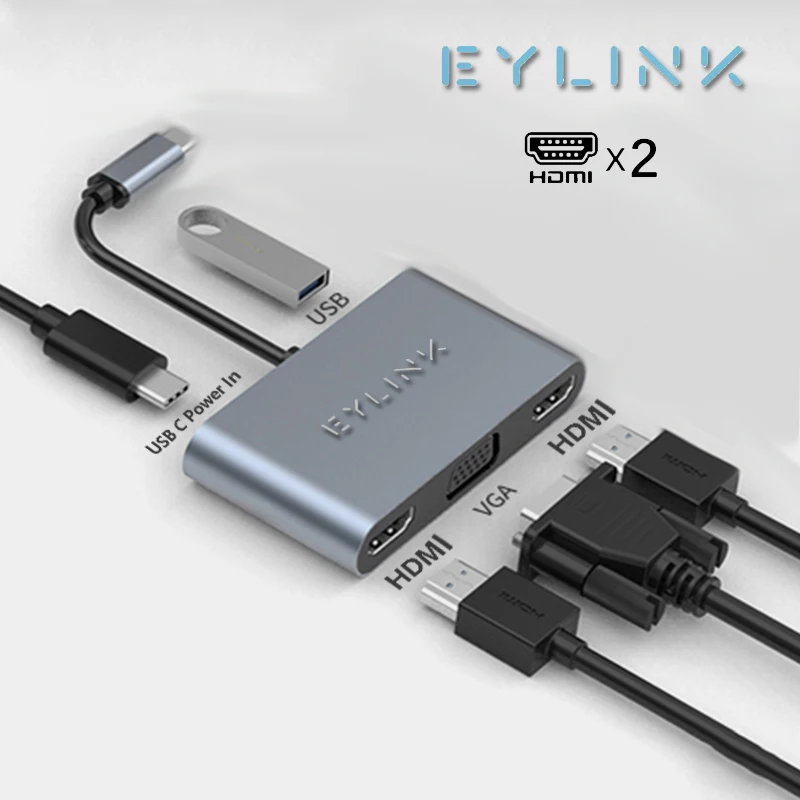 Imagem -06 - Usb c Doca Dupla Hdmi-compatível com Vga Usb Hub Adaptador tipo c Portátil Docking Station para hp Elitebook Dell Xps Latitude Lenovo Thinkpad Yoga Asus