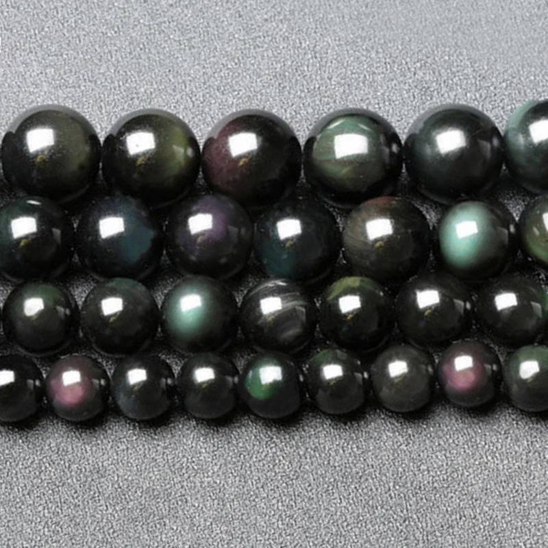 Natural Stone Rainbow Obsidian Round Loose Beads Obsidian Beads 4-16MM Fit Diy Charm Bracelet Beads For Jewelry Making Accessory