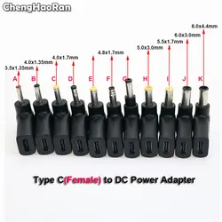 Laptop Power Adapter Connector DC Plug USB Type C Female to 3.5x1.35 4.0/5.5x1.7 Male Jack Converter For Lenovo Asus Notebook