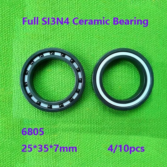 4/10pcs 6805 25*35*7mm Full SI3N4 ceramic bearing deep groove ball bearing High quality Full Ceramic bearings silicon 25×35×7mm