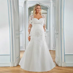 Traditionellen Plus Größe Hochzeit Kleid Bolero Jacke Schatz Sleeveelss Sweep Zug Spitze Meerjungfrau Brautkleid Robe De Mariee