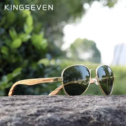 KINGSEVEN Sunglasses For Men Polarized Wooden UV400 Protection Sun Glasses Fashion Women Zebra Eyewear Male Round Gafas de sol