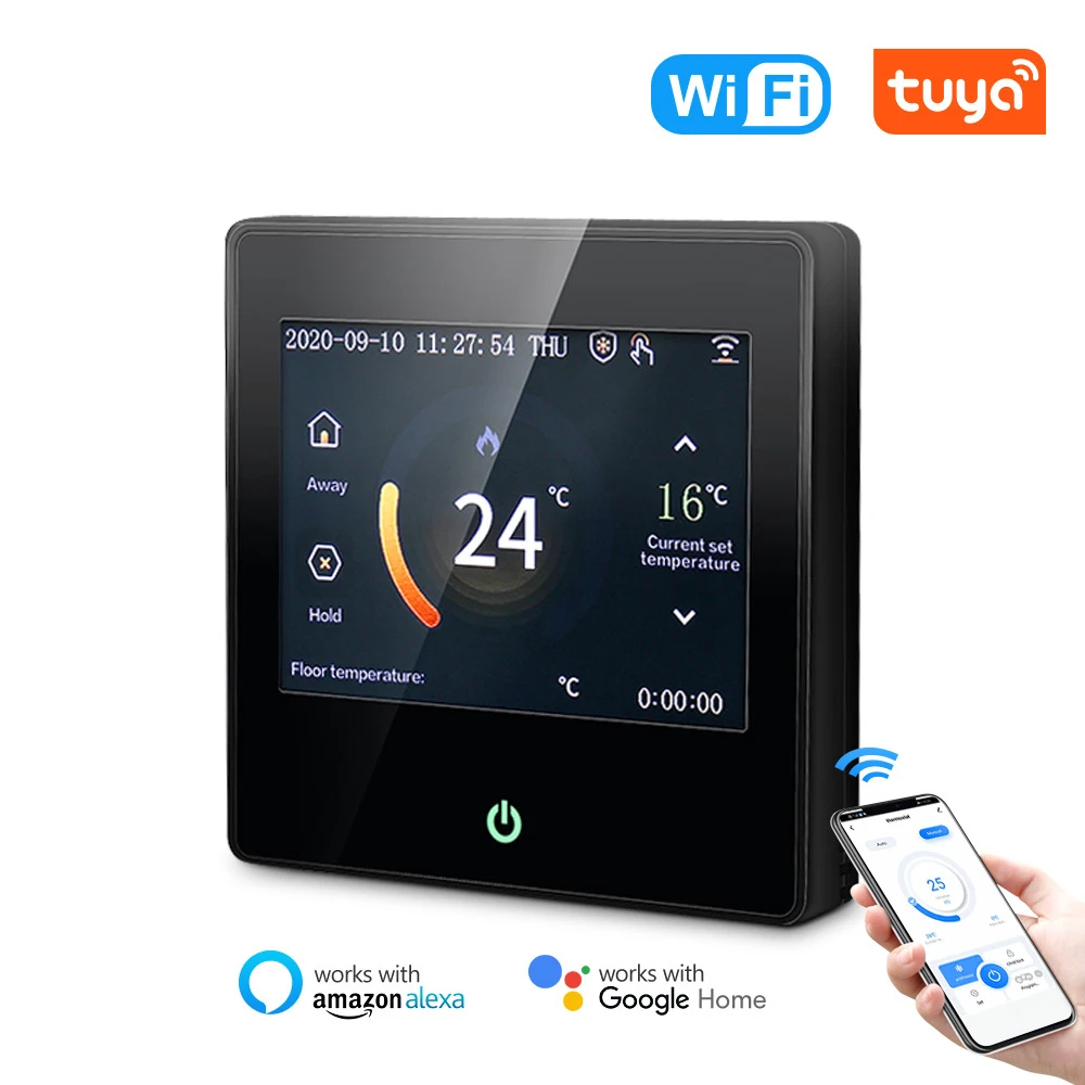 

WiFi Tuya Smart Thermostat Heating Temperature Controller Celsius/Fahrenheit Display Color Screen Work with Alexa Google Home