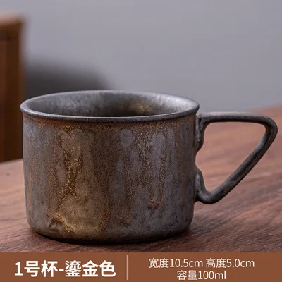 Japanese Vintage Coffee Mug Rough Pottery Tumbler Retro Ceramic Tea Mugs Rust Glaze Water Cup Home Office Drinkware