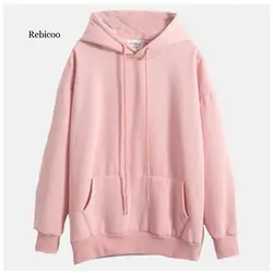 Plain Hooded Sweatshirt Cute Pink Kawaii Poleron Mujer 2020 Winter Solid Kangaroo Pocket Hoodie Navy Light Blue Hoodie Women