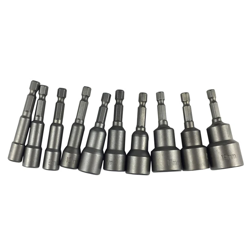 Set di prese magnetiche per dadi a sgancio rapido, 10/14/7 pezzi, Set di dadi per prese magnetiche metriche da 1/4"