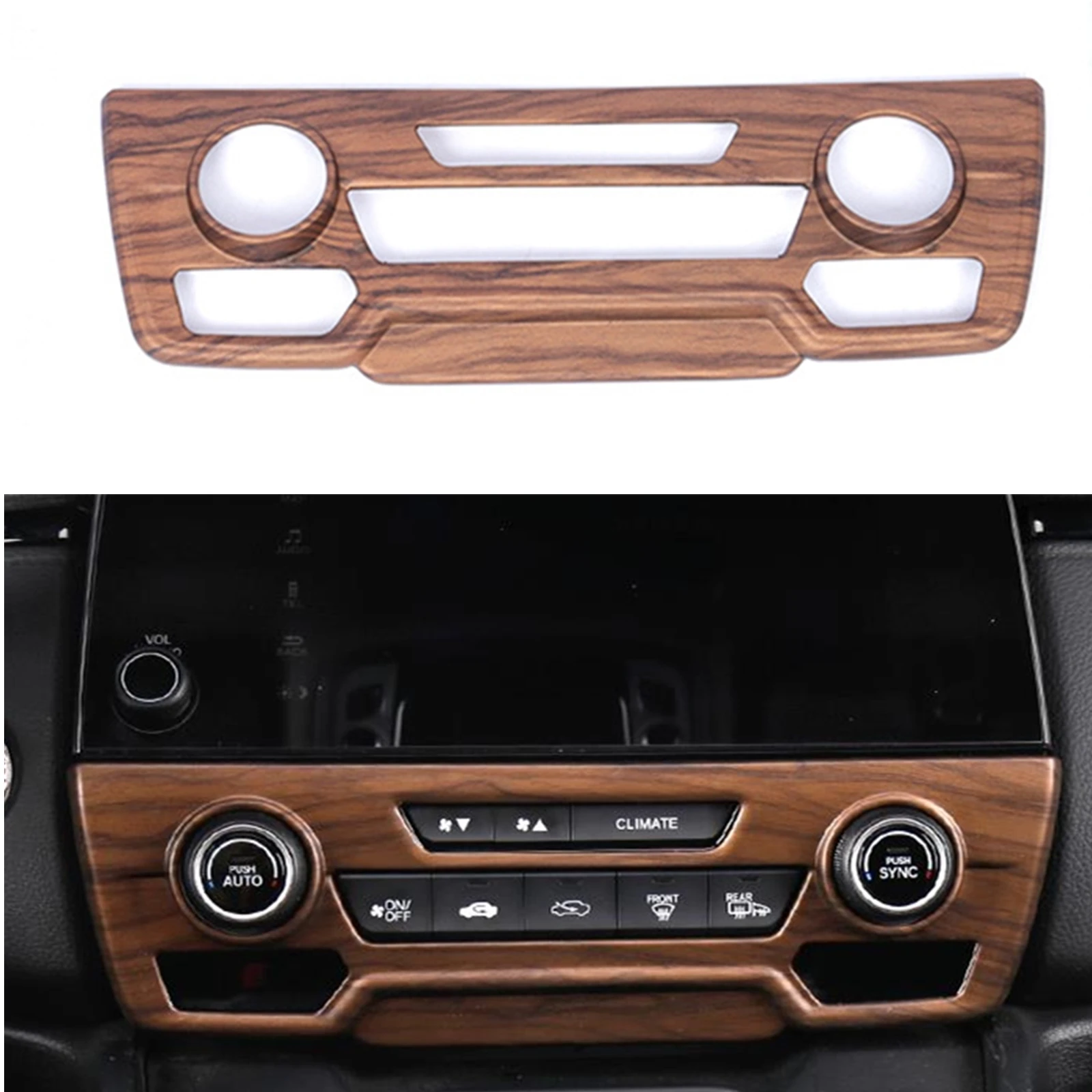 

For Honda CR-V CRV 2017-2022 LHD Car ABS Peach Wood/Carbon Fiber Look Center Console Dashboard CD A/C Air Panel Cover Trim Frame