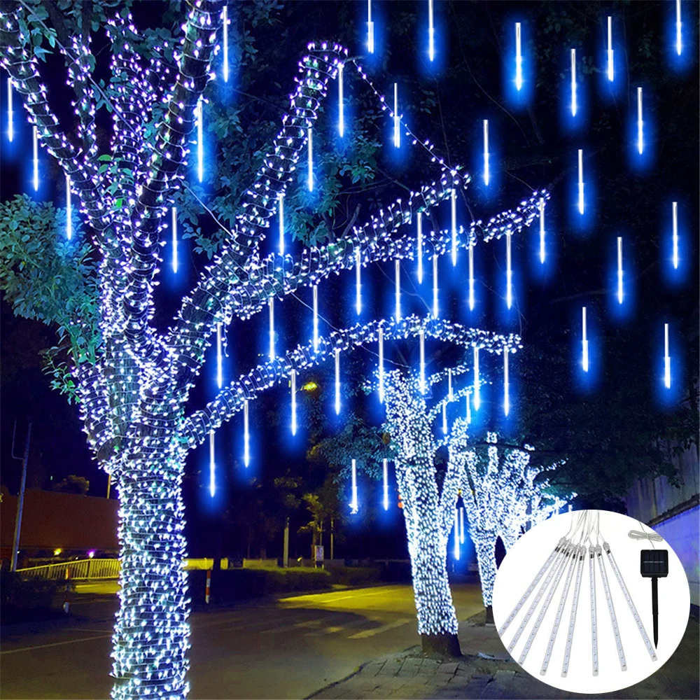 30/50cm 8tube LED Meteor Shower String Light Holiday Outdoor Waterproof Fairy Lamp for Christmas Wedding Party Garden Tree Decor