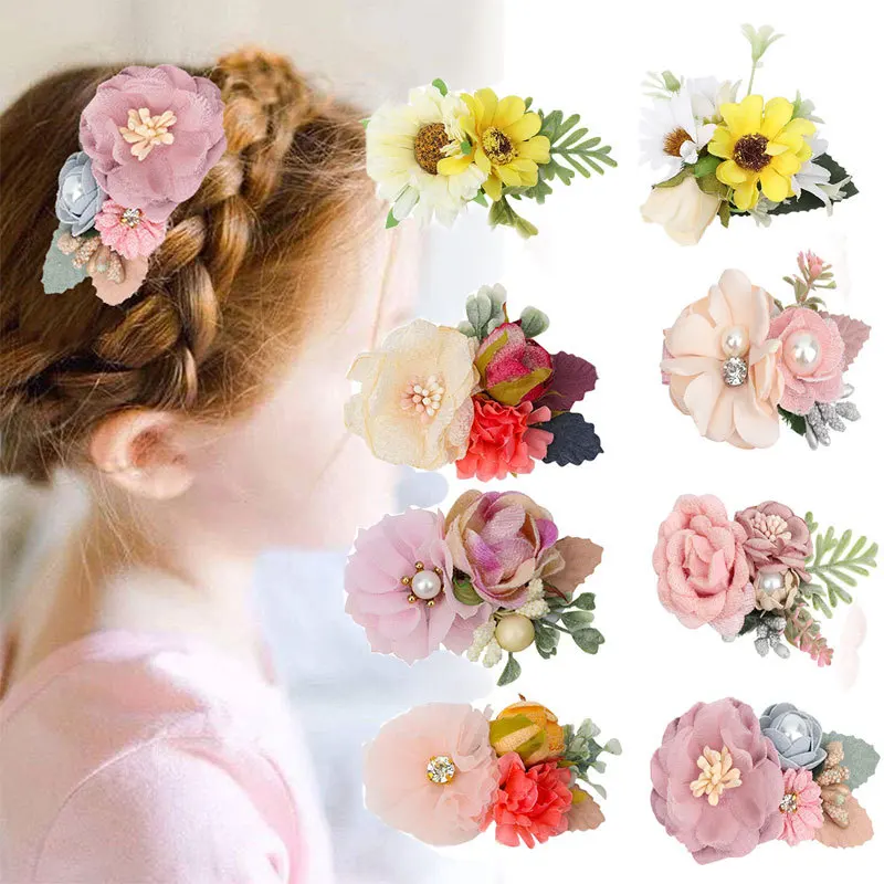 100Pcs Flower Hair Clips Floral Hair Bow Accessories for Baby Girl Toddles Teen Birthday Christmas Gifts