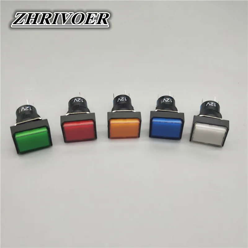 16mm LA16-11D LED Push Button Switch  Self-locking/Latching Self-reset/Momentary 5 Pin 5A/250VAC Blue Green Red Yellow White