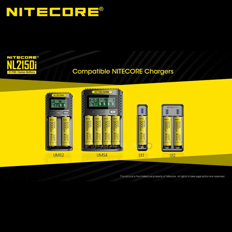 Max Continuous Discharge 8A NITECORE NL2150i 21700 Rechargeable Li-ion Battery 5000mAh