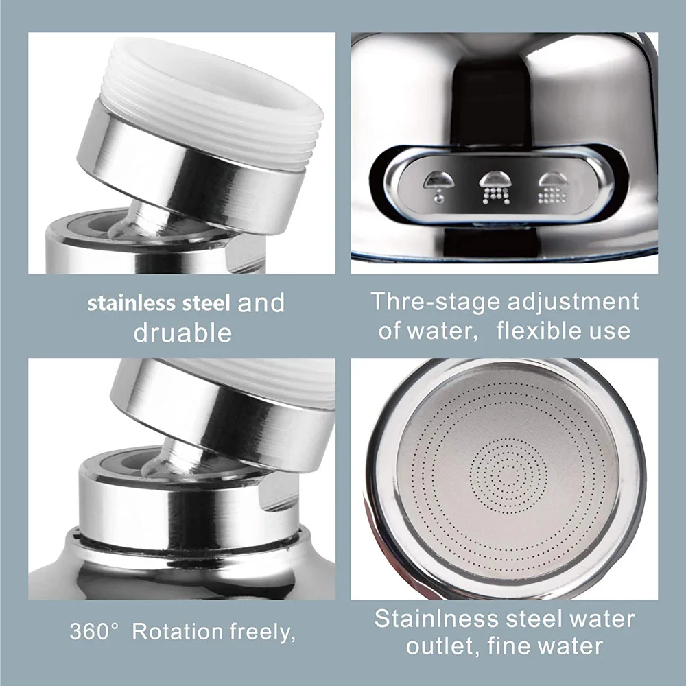 3 Modes Faucet Aerator Moveable Flexible Tap Head Shower Diffuser Rotatable Nozzle Adjustable Booster Faucet Kitchen Accessories