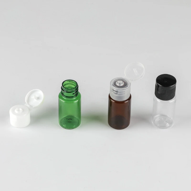 10ml 100pcs Plastic Cosmetic Cream Bottle Essence Lotion Flip cap Empty Bottles Clear Blue Green White Brown Red Container