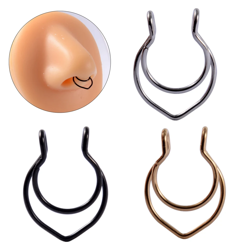 Surgical Steel Fake Nose Ring Mix Style U Shaped Nose Hoop Septum Rings Stealth Hoop Lip Ring Helix Ring  No Piercing earring