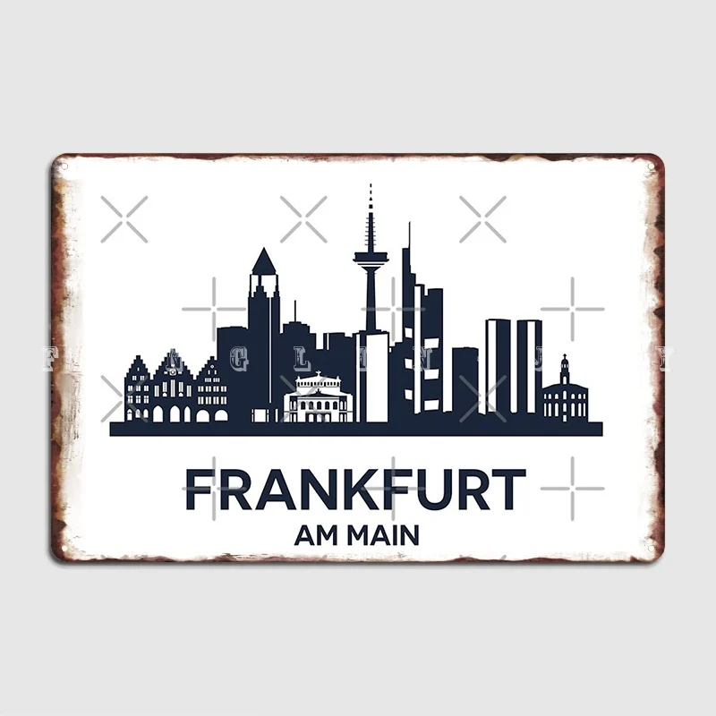 Frankfurt Skyline Emblem Metal Sign Club Mural Printing Plaques Tin Sign Poster