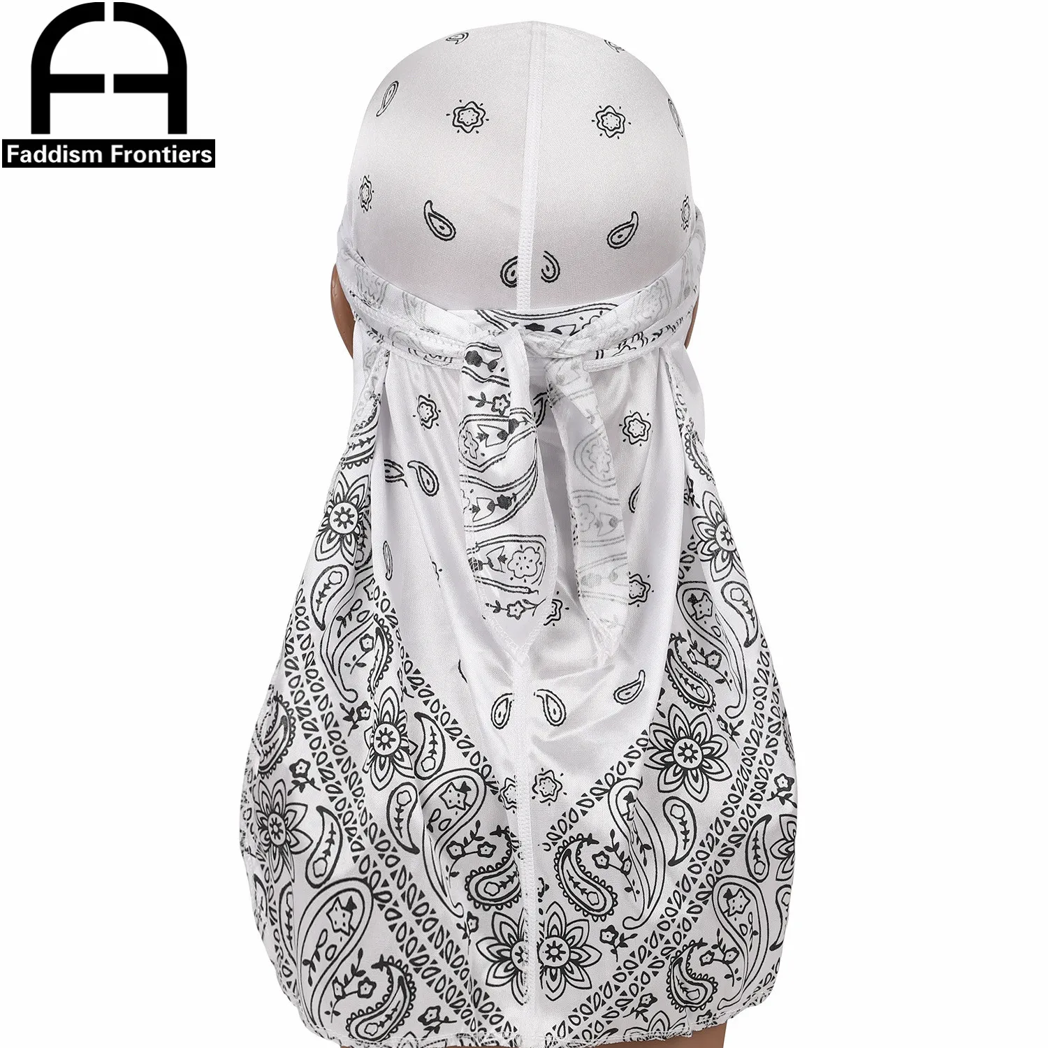 Premium Herren Seide Durag Paisley Design Druck Seidige Durags Lange Träger Kopfbedeckung Kopftuch Wellenkappe Headwrap Durags – Detail 10