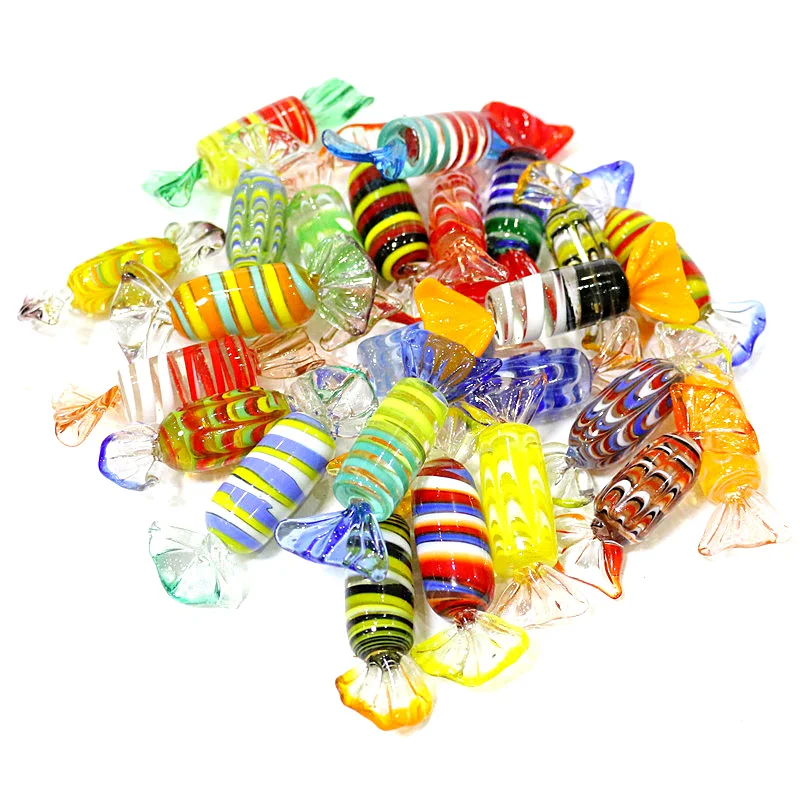

12pcs Vintage Creative Murano Style Glass Sweets Candy Craft Ornament For Home Party Wedding Christmas Festival Decorations Gift