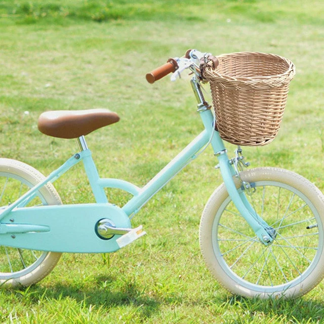 Wicker Bike Basket Vintage Multiple Purposes Rattan Front Handlebar Bicycle Basket Wood Color Basket With Adjustable Strap Bicycle Bags Panniers AliExpress