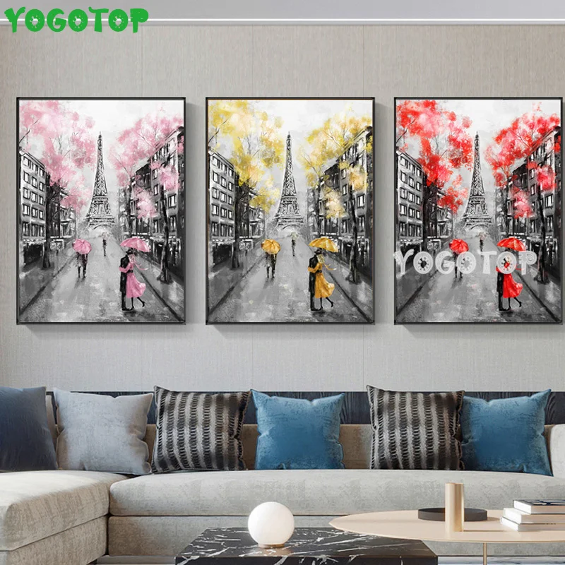 Abstract London Street Landscape Romantic Mural 3 Pieces Diy diamond Painting Mosaic rhinestone  full diamond embroidery ML1567