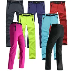 Women's outdoor autumn and winter soft shell pants Casual riding warm fleece pants Hiking pants ski waterproof pants