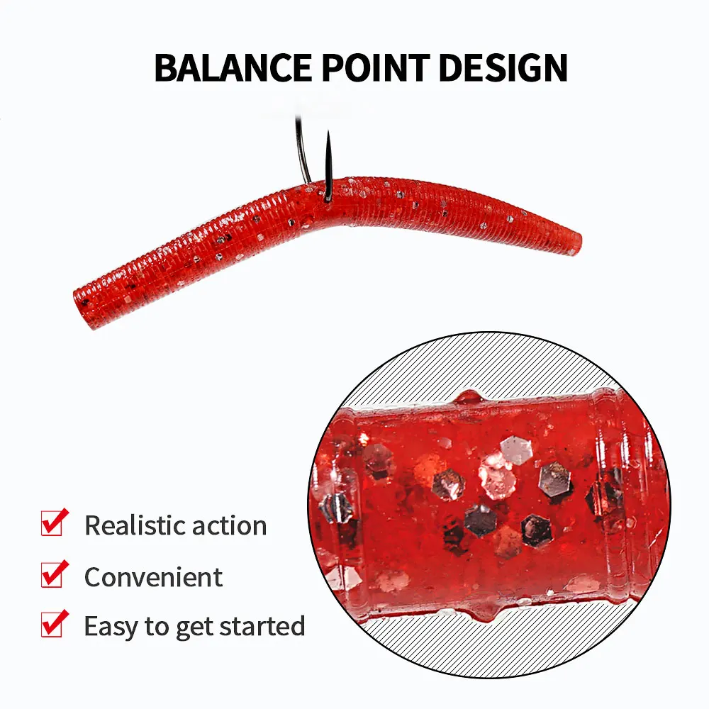 SUNMILE  Soft Fishing Lure 3/4inch Senko Worm Neko Rig  Lures Artificial Bait Silicone Shad Lure For Bass Fishing view 3