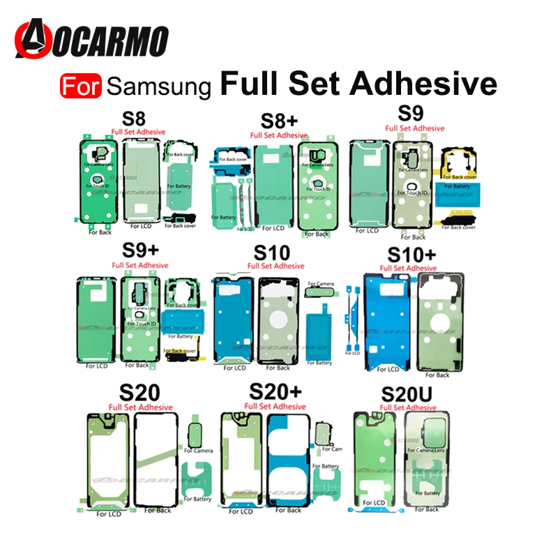 Wodoodporny klej FullSet do Samsung Galaxy S8 S9 S10 S22 Plus S20U S21FE S9+ Ekran LCD Tylna pokrywa baterii Naklejka Taśma Klej