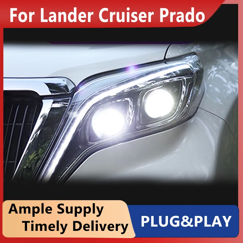 

Фары для Toyota Lander Cruiser Prado 2014-2017 светодиодные фары светодиодные DRL ходовые огни биксеноновые противотуманные фары ангельские глазки