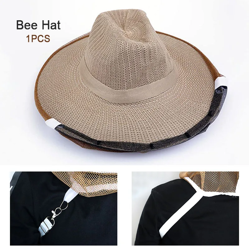 1PCS Beekeeper Cowboy Hat Mosquito Bee Net Veil Full Face Beekeeping Hat Bee InsectOutdoor Bug Mesh Mask Head Protective Cap