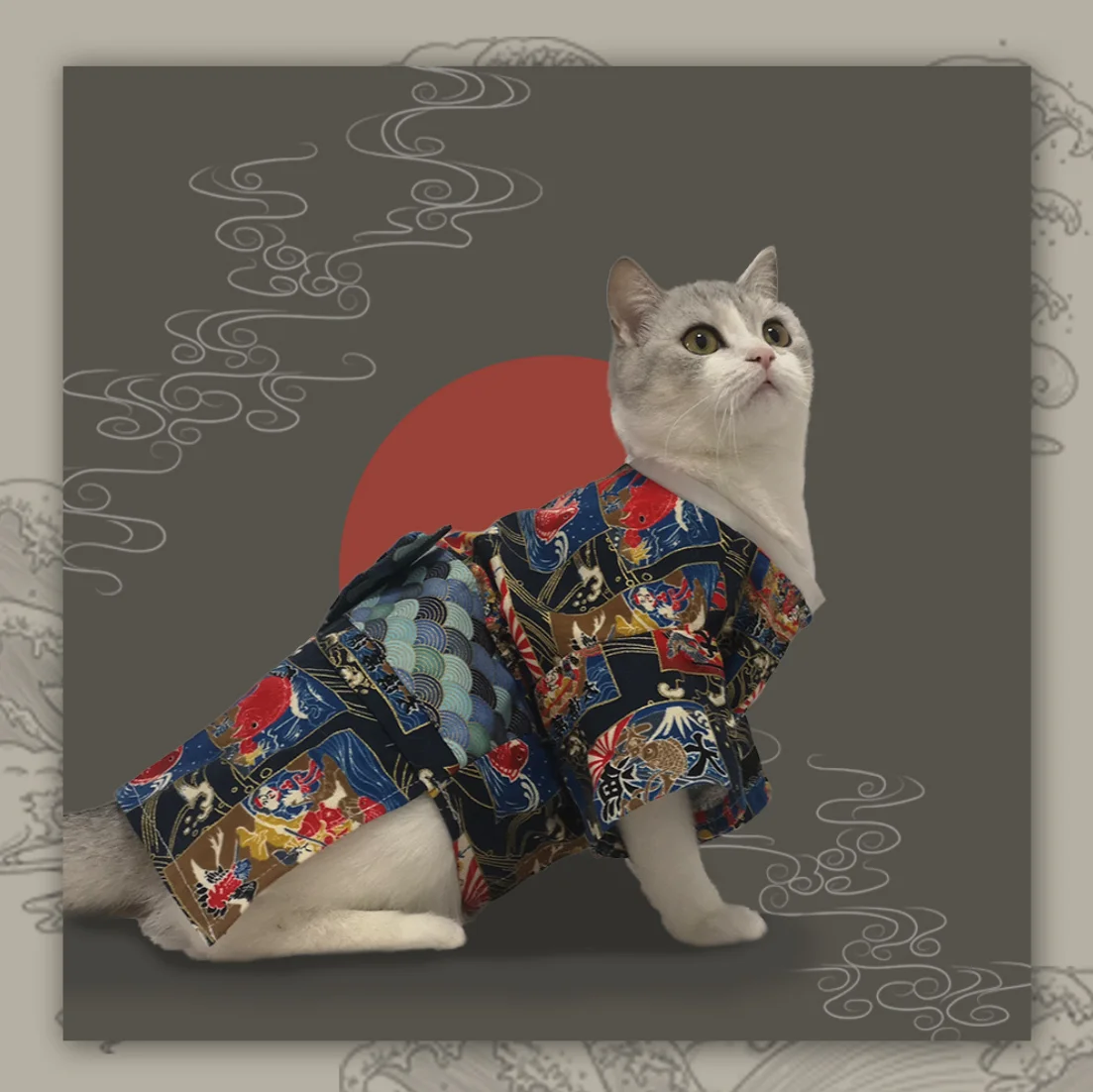 Japanese Style Net Red Pet Kimono, Small Dog and Cat Clothes, British Short Teddy Clothes