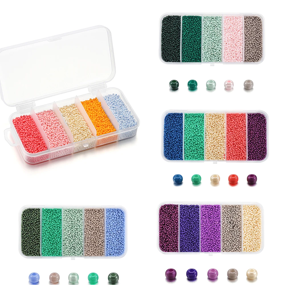 2mm 9000Pcs/Box Set Glass Seed Beads Czech Charm Crystal Spacer Glass Beads For Jewelry Making Rings DIY Handmade Accessories