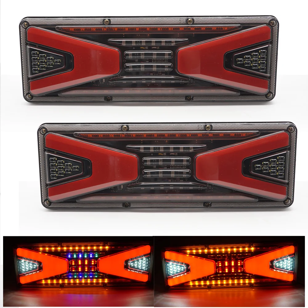 

2pcs 24V universal car Waterproof truck Rear taillight Warning Lights Rear Taillight stop lorry bus brake reverse turn indicator