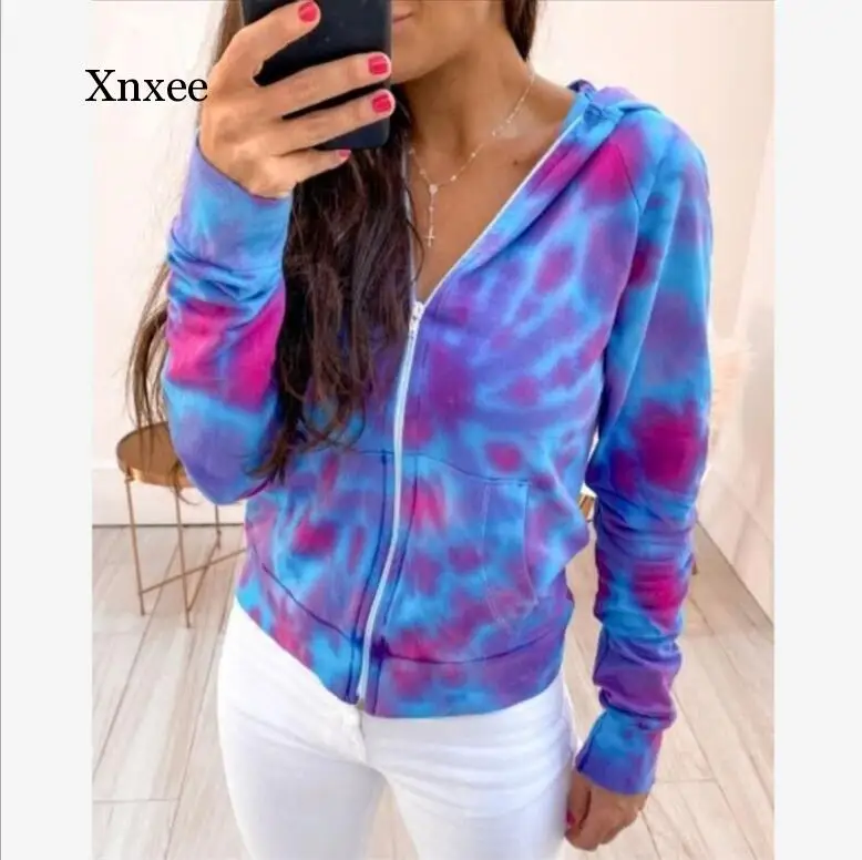 Fuchsia zipper Women Camouflage Print Long Sleeve Hooded Pullover Sweatshirts 2020 Autumn Women Casual Top Hoodies For Women