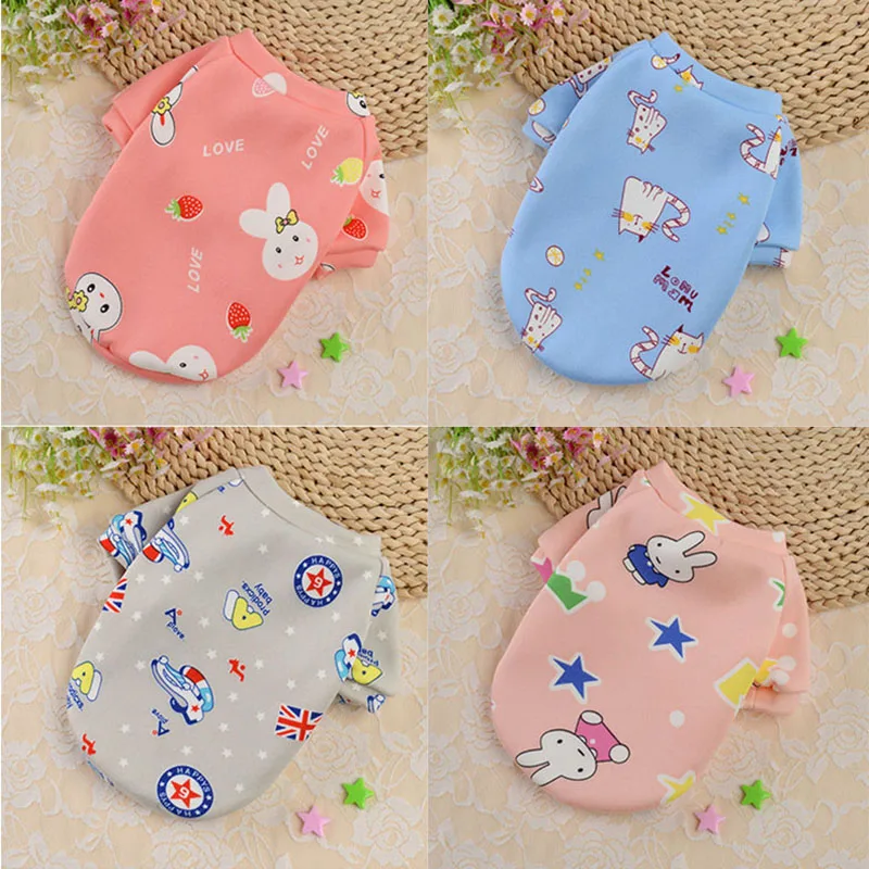 Cute Cartoon Pet Dog Clothes for Small Dogs Chihuahua Bulldog Sweatshirt Soft Warm Puppy Cat Cotton Clothing ropa para perro