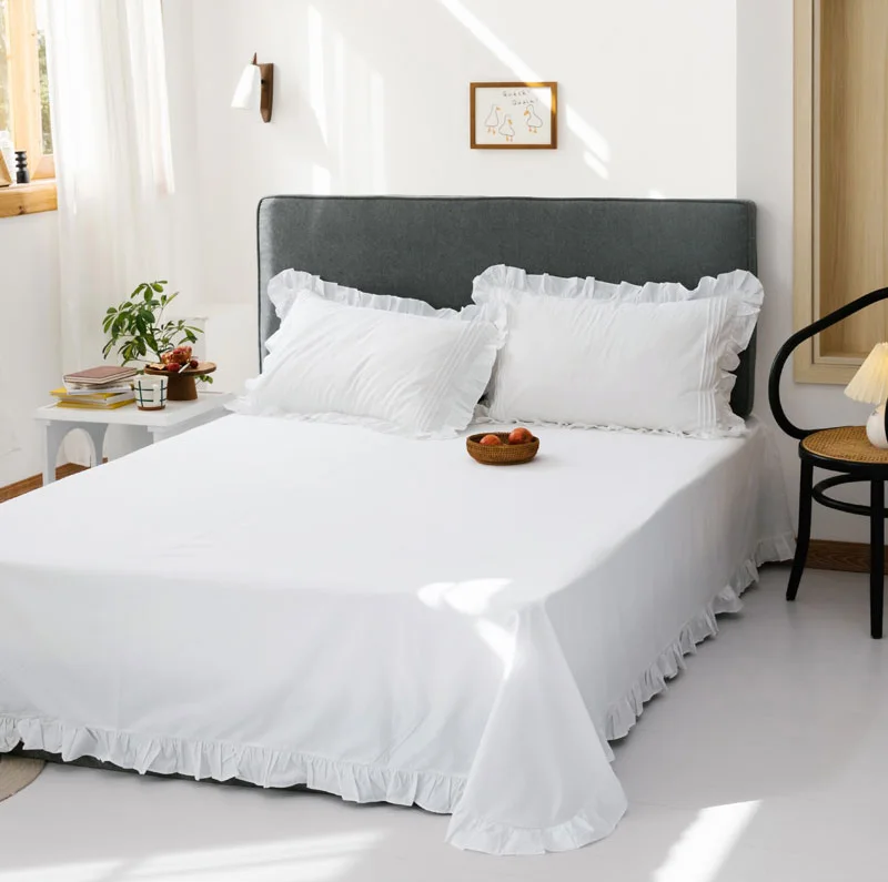 2PC Ins 100% bawełniana poszewka liści lotosu poduszka pokrywa księżniczka dziewczyna dormitorium biała falbana snu poszewki pościel Home Decor
