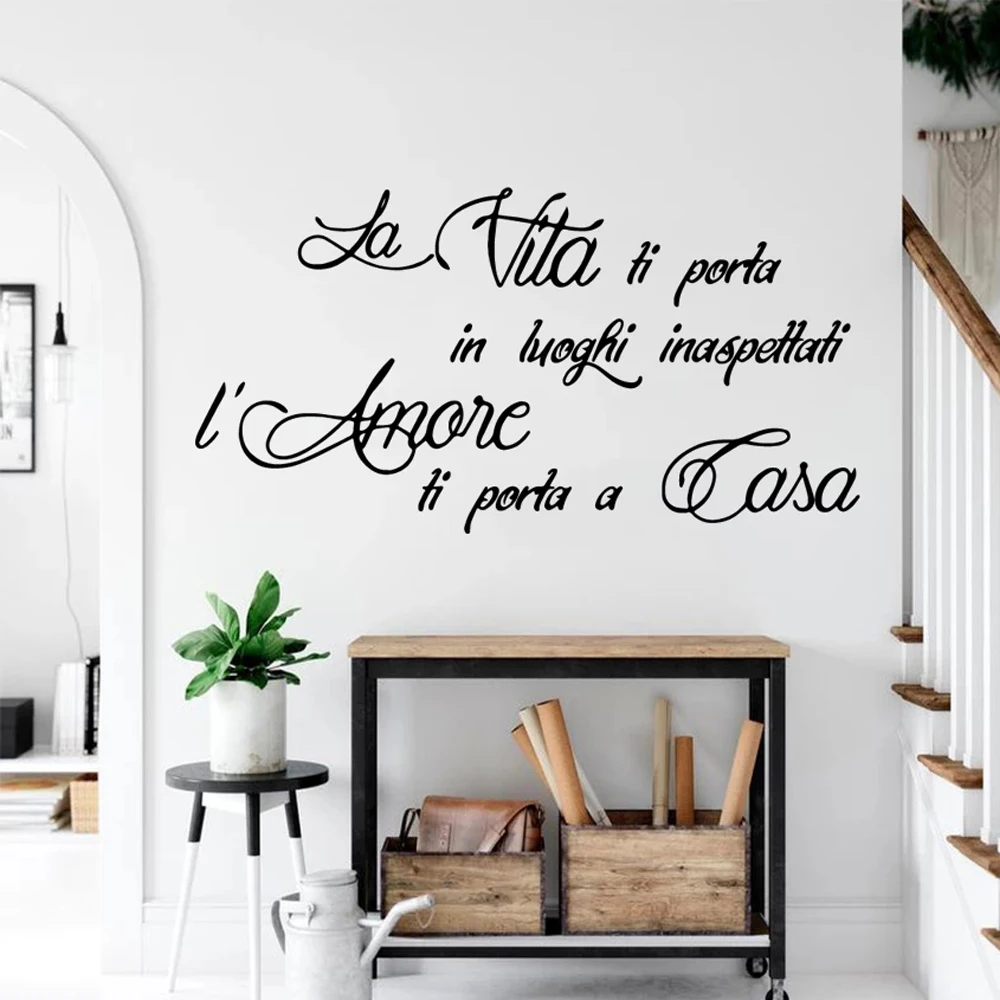 Autocollant Mural en Vinyle avec Citation de la Vie Italienne, Sticker Mural pour Salon, Chambre d\'Enfant