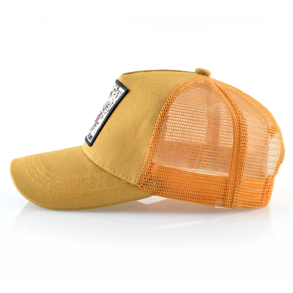 Mesh Baseball Cap Summer Snapback Hat Men Solid Color Cotton Hip Hop Trucker Caps Women Breathable Visor Cap With Tiger Patch