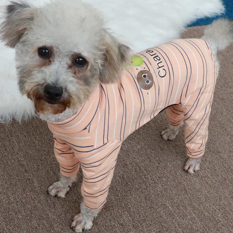 Pet Dog Jumpsuit Thin 100%Cotton Bottoming Shirt Printed Overalls Puppy Clothes Stretchy Pajamas For Small Dogs Chihuahua Poodle